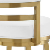 Maxi Swivel Barstool Chair, Gold Stainless Steel, White Faux Leather - BM339138