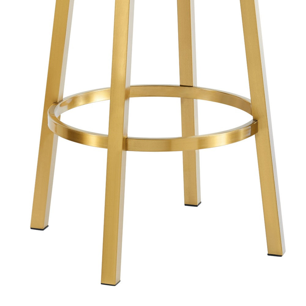 Maxi Swivel Barstool Chair, Gold Stainless Steel, White Faux Leather - BM339138
