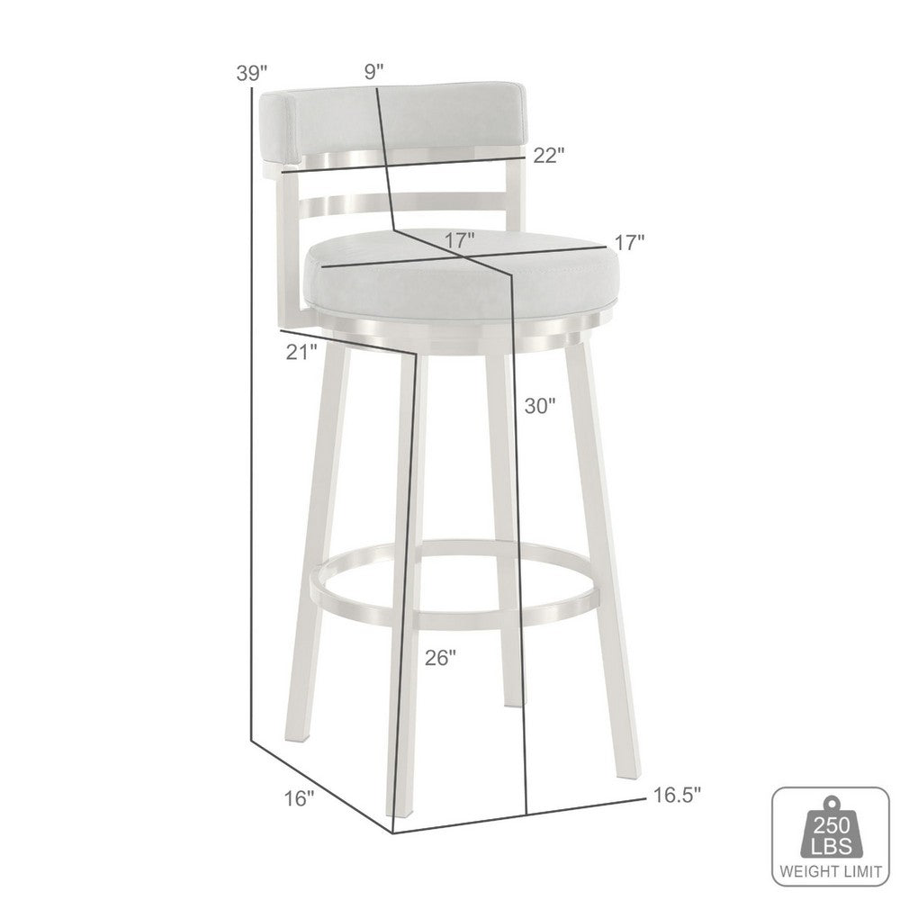 Maxi Swivel Barstool Chair, Gold Stainless Steel, White Faux Leather - BM339138