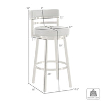 Maxi Swivel Barstool Chair, Gold Stainless Steel, White Faux Leather - BM339138