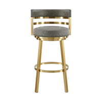 Maxi Swivel Counter Stool Chair, Gold Steel, Vintage Gray Faux Leather - BM339139