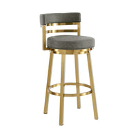 Maxi Swivel Counter Stool Chair, Gold Steel, Vintage Gray Faux Leather - BM339139
