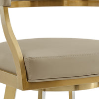 Beth Swivel Counter Chair, Gold Brushed Steel, Sand Brown Faux Leather - BM339141