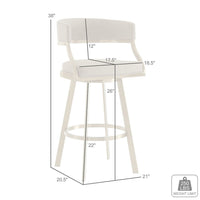 Beth Swivel Counter Stool Chair, Gold Steel Frame, White Faux Leather - BM339143