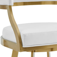 Beth Swivel Barstool Chair, Gold Stainless Steel, White Faux Leather - BM339144