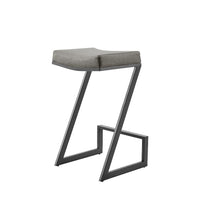 Alta Backless Counter Stool, Z Black Iron Footrest, Gray Faux Leather - BM339147