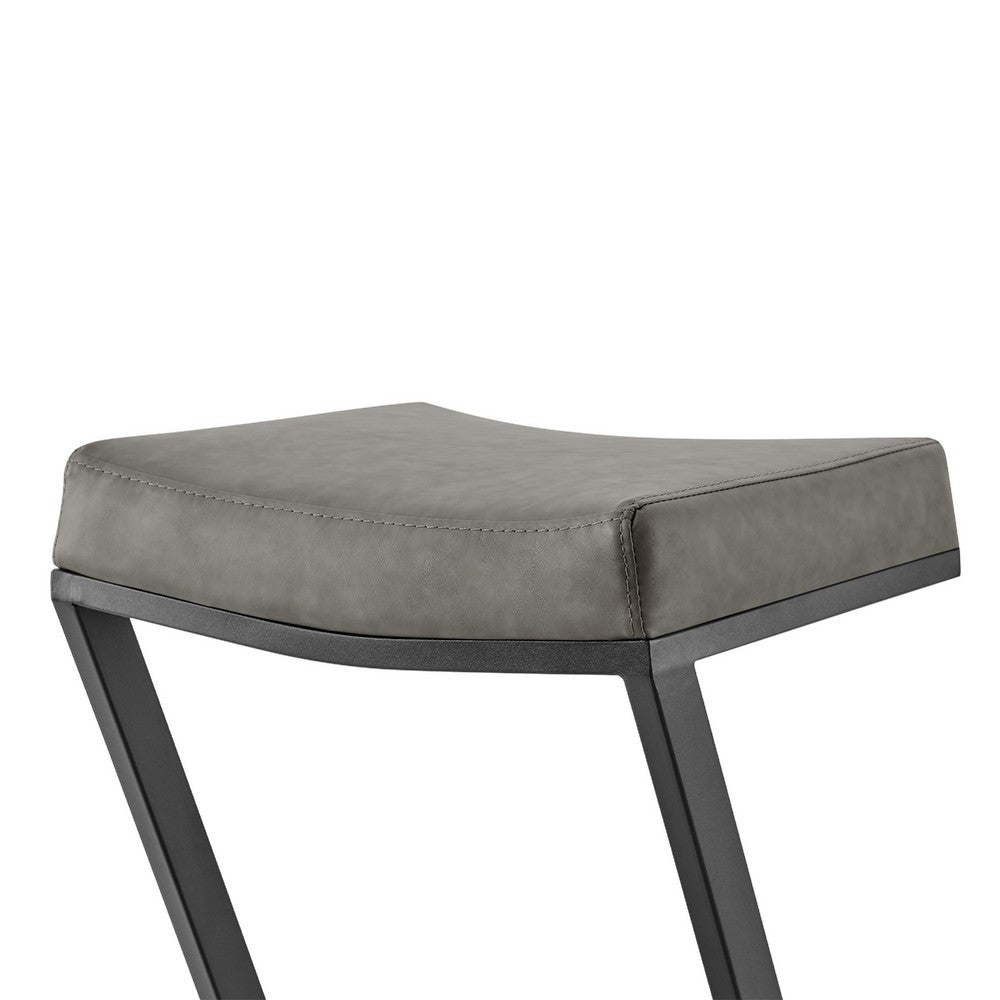 Alta Backless Counter Stool, Z Black Iron Footrest, Gray Faux Leather - BM339147