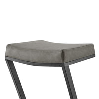 Alta Backless Counter Stool, Z Black Iron Footrest, Gray Faux Leather - BM339147