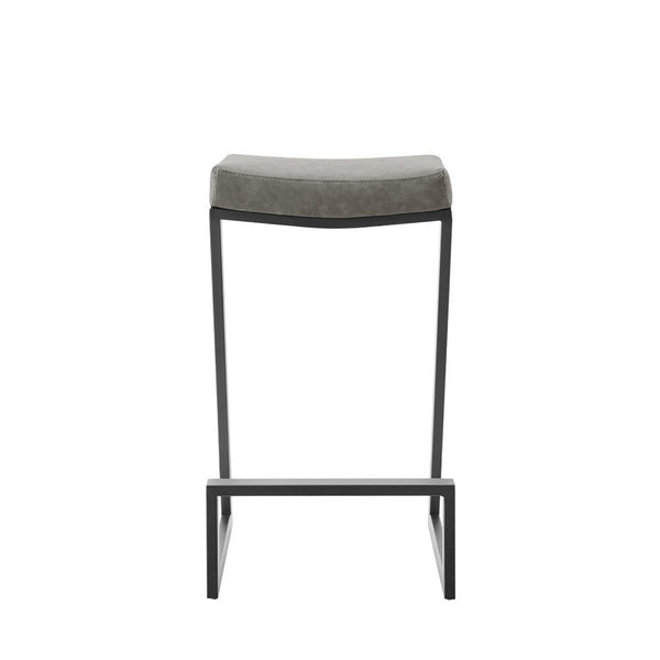 Alta Backless Barstool, Z Black Iron Footrest, Gray Faux Leather - BM339148