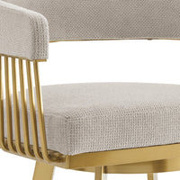 Luci Swivel Counter Stool Chair, Gold Steel Legs, Taupe Polyester - BM339149