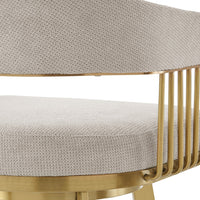Luci Swivel Counter Stool Chair, Gold Steel Legs, Taupe Polyester - BM339149