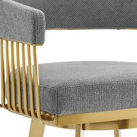 Luci Swivel Barstool Chair, Gold Steel, Tapered Legs, Gray Polyester - BM339152