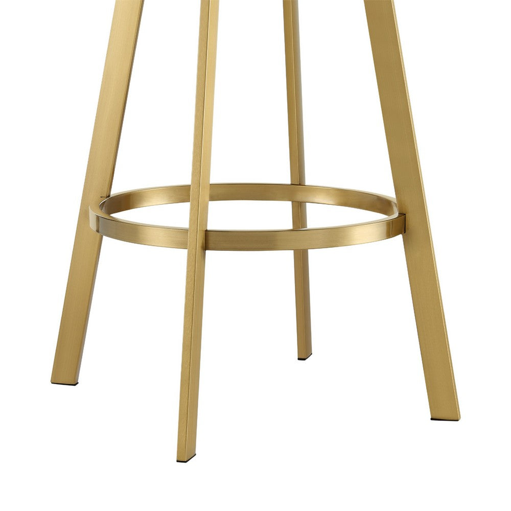 Luci Swivel Barstool Chair, Gold Steel, Tapered Legs, Gray Polyester - BM339152