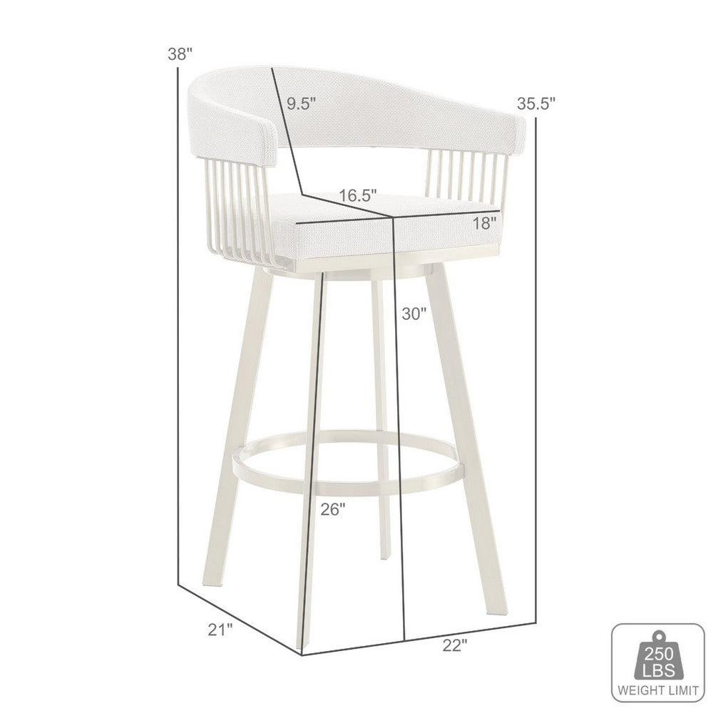 Luci Swivel Barstool Chair, Gold Steel, Tapered Legs, Gray Polyester - BM339152