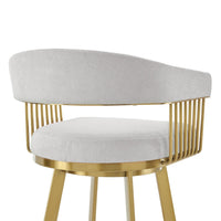 Luci Swivel Counter Stool Chair, Gold Steel Frame, Silver Polyester - BM339153