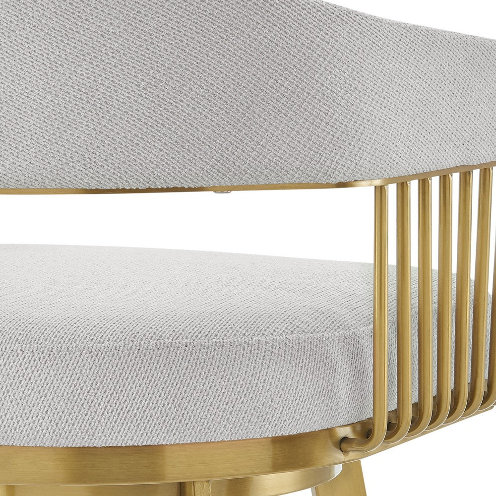 Luci Swivel Counter Stool Chair, Gold Steel Frame, Silver Polyester - BM339153