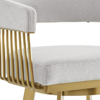 Luci Swivel Barstool Chair, Gold Steel, Taper Legs, Silver Polyester - BM339154
