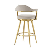Justy Swivel Counter Stool Chair, Gold Steel Legs, Taupe Polyester - BM339155