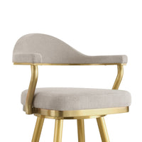 Justy Swivel Counter Stool Chair, Gold Steel Legs, Taupe Polyester - BM339155