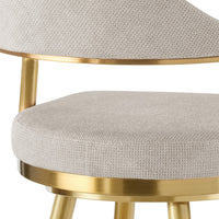 Justy Swivel Barstool Chair, Gold Steel Taper Legs, Taupe Polyester - BM339156