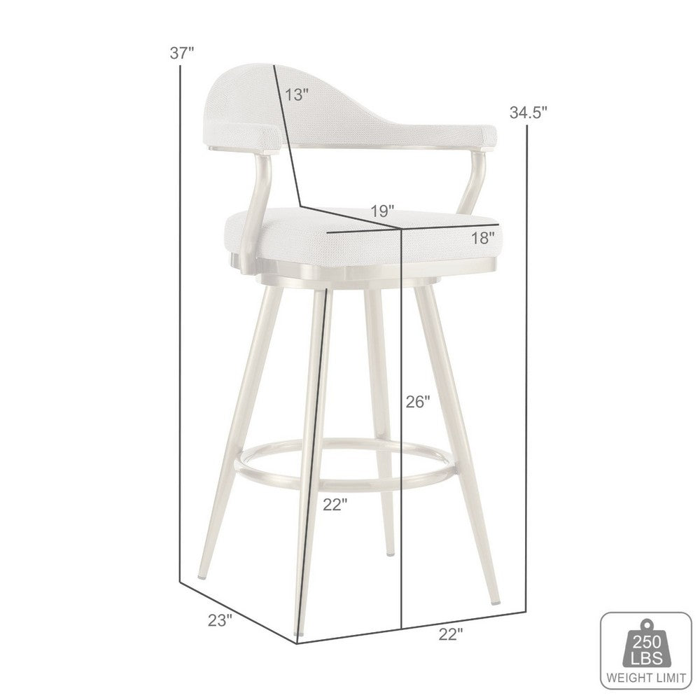 Justy Swivel Counter Stool Chair, Gold Steel, Anchor Gray Polyester - BM339157