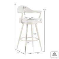 Justy Swivel Counter Stool Chair, Gold Steel, Anchor Gray Polyester - BM339157