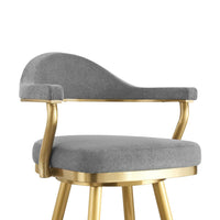 Justy Swivel Barstool Chair, Gold Steel Taper Legs, Gray Polyester - BM339158