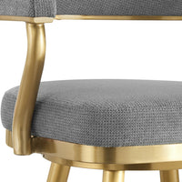 Justy Swivel Barstool Chair, Gold Steel Taper Legs, Gray Polyester - BM339158