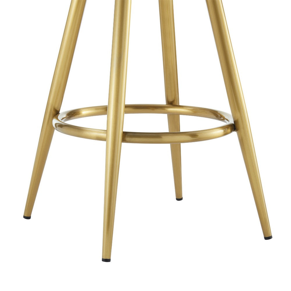 Justy Swivel Barstool Chair, Gold Steel Taper Legs, Gray Polyester - BM339158