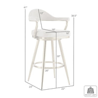 Justy Swivel Barstool Chair, Gold Steel Taper Legs, Gray Polyester - BM339158