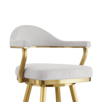 Justy Swivel Counter Stool Chair, Gold Steel Frame, Silver Polyester - BM339159