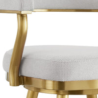 Justy Swivel Counter Stool Chair, Gold Steel Frame, Silver Polyester - BM339159