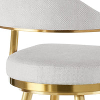 Justy Swivel Counter Stool Chair, Gold Steel Frame, Silver Polyester - BM339159