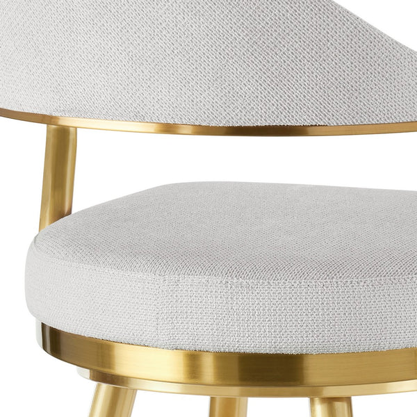 Justy Swivel Counter Stool Chair, Gold Steel Frame, Silver Polyester - BM339159