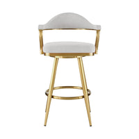 Justy Swivel Barstool Chair, Gold Brushed Steel Legs, Silver Polyester - BM339160