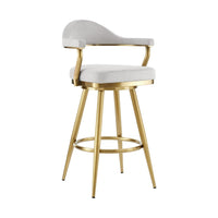 Justy Swivel Barstool Chair, Gold Brushed Steel Legs, Silver Polyester - BM339160