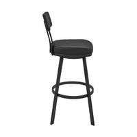 Poni Swivel Counter Stool Chair, Black Faux Leather Seat, Iron Base - BM339176