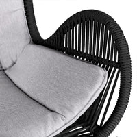 Mina Outdoor Rocking Chair, Gray Rope Woven Back, Eucalyptus Wood - BM339181