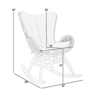 Mina Outdoor Rocking Chair, Gray Rope Woven Back, Eucalyptus Wood - BM339181