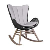 Mina Outdoor Rocking Chair, Gray Rope Woven Back, Eucalyptus Wood - BM339181