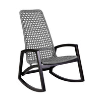 Gynn Outdoor Rocking Chair, Gray Rope Woven, Black Eucalyptus Frame - BM339182