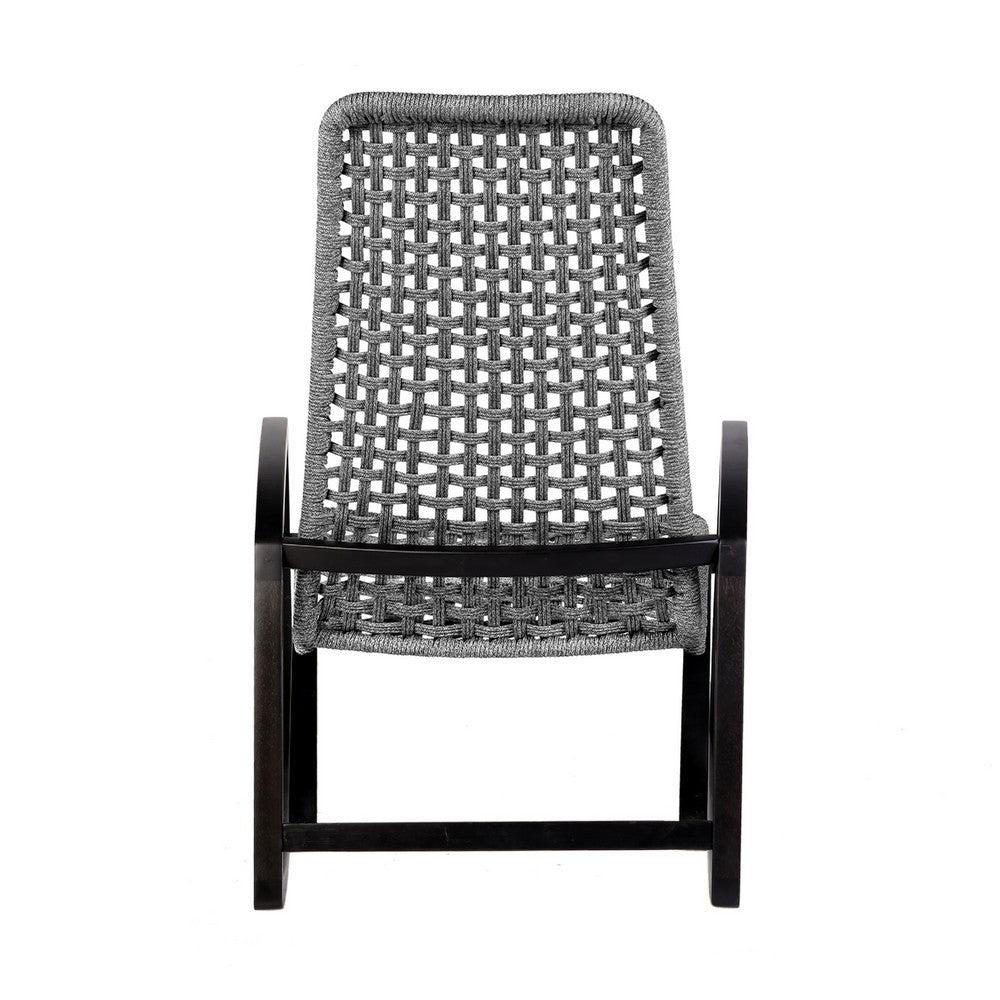 Gynn Outdoor Rocking Chair, Gray Rope Woven, Black Eucalyptus Frame - BM339182