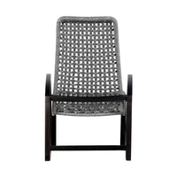 Gynn Outdoor Rocking Chair, Gray Rope Woven, Black Eucalyptus Frame - BM339182
