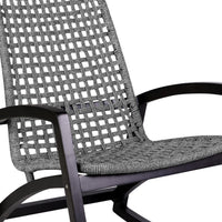 Gynn Outdoor Rocking Chair, Gray Rope Woven, Black Eucalyptus Frame - BM339182