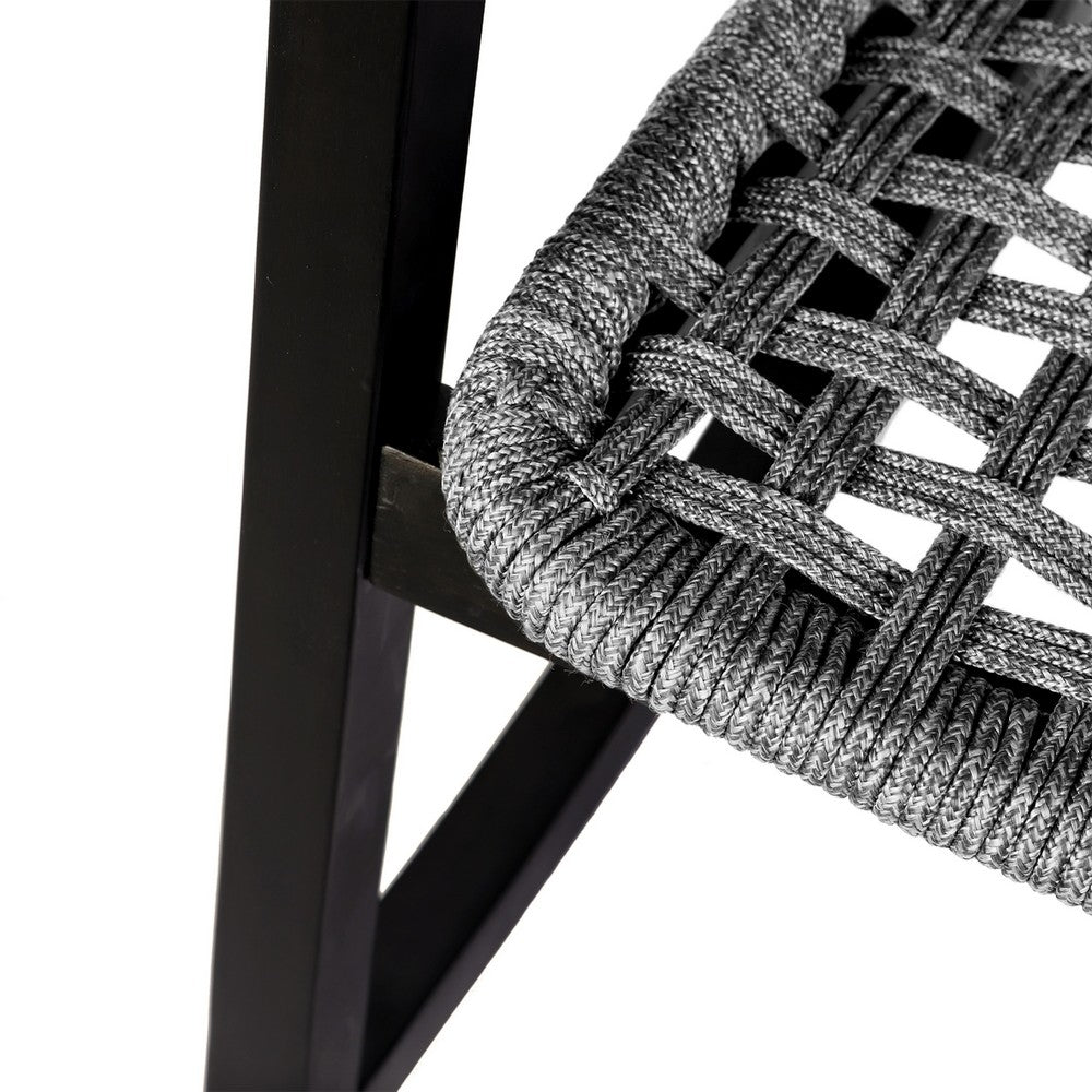 Gynn Outdoor Rocking Chair, Gray Rope Woven, Black Eucalyptus Frame - BM339182