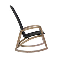 Gynn Outdoor Rocking Chair, Black Rope Woven, Light Brown Eucalyptus - BM339183