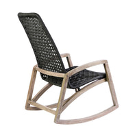 Gynn Outdoor Rocking Chair, Black Rope Woven, Light Brown Eucalyptus - BM339183