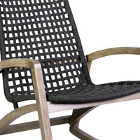 Gynn Outdoor Rocking Chair, Black Rope Woven, Light Brown Eucalyptus - BM339183