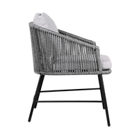 Dynn Outdoor Dining Chair, Gray Rope Woven and Cushions, Black Steel - BM339184