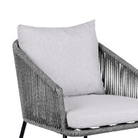 Dynn Outdoor Dining Chair, Gray Rope Woven and Cushions, Black Steel - BM339184